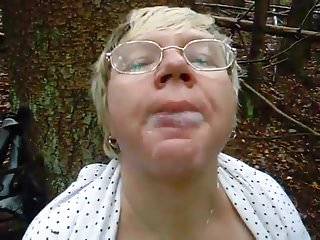 Mature, Glasses, Woods, Granny Facial