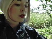 Selfbondage Breathplay in Boots and Catsuit