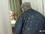 French voyeur Papy watching sodomy of a young couple