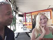 Blonde slut gets a double dose of black dick