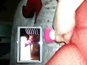 woman masturbates watching video