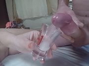 Shooting hot cum load in a shot glass