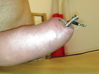 Hard electro session on pumped cock...