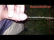 Master Ramon pisses horny in the forest at night, horny