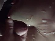 Hubby cumming on wife's chest 