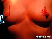 Glowing wax of boobs and pussy