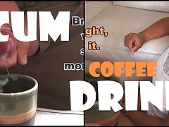 Beautiful teen drinks Coffee with cum
