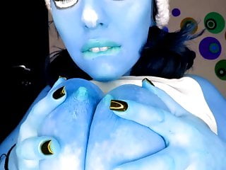 Busty Smurfette Sucks And Licks Her Eret Blue Nipples...