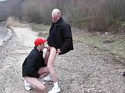 Daddy and younger dude fucking outdoors