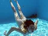 Fernanda Releve pink swimsuit gymnast in the pool
