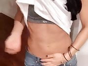 AJ Lee showing off her sexy abs