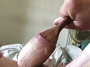 Foreskin stretched by big wooden spoon for over 11 minutes