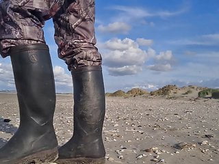 Boototter cruising the beach in camogear...