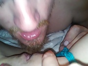 My wife wanted to record me eating her cute shaved pussy