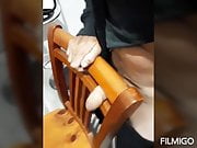 Fucking my chair with my horny big cock