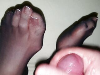 Nylon French Toenails video: Cum on nylon feet and French toenails #13