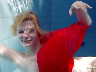 Russian Teenie Lucie Goes Underwater Swimming...