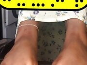 Somalian hoe Waheeda shows off her dirty socks