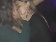 Hot lesbian kissing in club