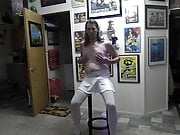 Kevinstockings wears white with the red heels