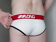 Ginger knob in tight white briefs