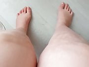 Ssbbw Fat girl with thick fat legs and sagging big belly shaking