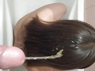  video: DROPPED URINE ON THE HAIR OF A YOUNG BRUNETTE, GOLDEN RAIN F