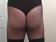 Opaque tights over fishnet tights