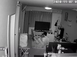.Young Japanese couple have sex at night - CCTV.