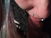 SUPER sloppy amateur with tongue ring deepthroating