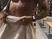 Slut at the gym. Preparing for use.