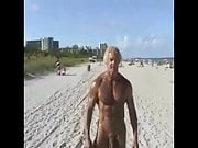 an older guy shows a big white cock to a nudist beach 