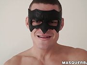 Masked athletic jock Max Dior masturbates his cock solo