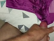 Cum on purple satin panties 