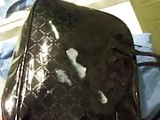 Black patent leather handbag for fucking with it
