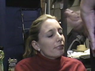 Wife receieving massive facial in the garage