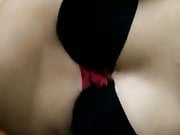Black saree bra cleavage