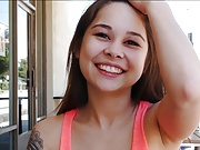 Cute Petite Teen With Big Tits Plays Outdoors On Fuck Date, POV