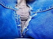 Ripped pants showing cock 