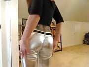 Girl in silver leggings