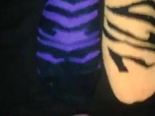 Cumming On Mismatched Zebra Ankle Socks