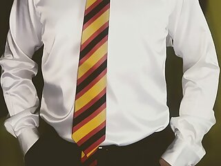 Jerking in shirt and tie