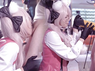 Blowjob Tamamo Cosplay Sex, FGO Sexy Ladyboy Cosplayer get Fucked, Fate Crossdresser Tgirl trans Hentai 9