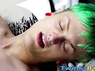 Twink Sucks Off His Green Haired Friend And Rides Him Raw