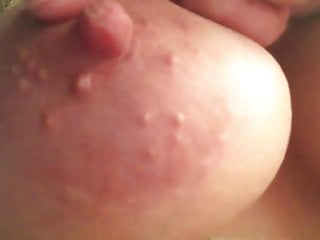 Playing with my huge areolas...